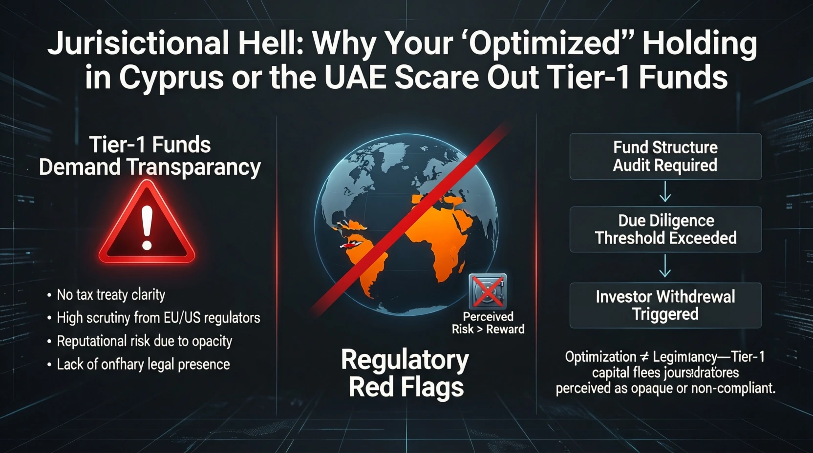 Юрисдикционный ад: почему твой «оптимизированный» холдинг на Кипре или в ОАЭ отпугивает Tier-1 фонды
